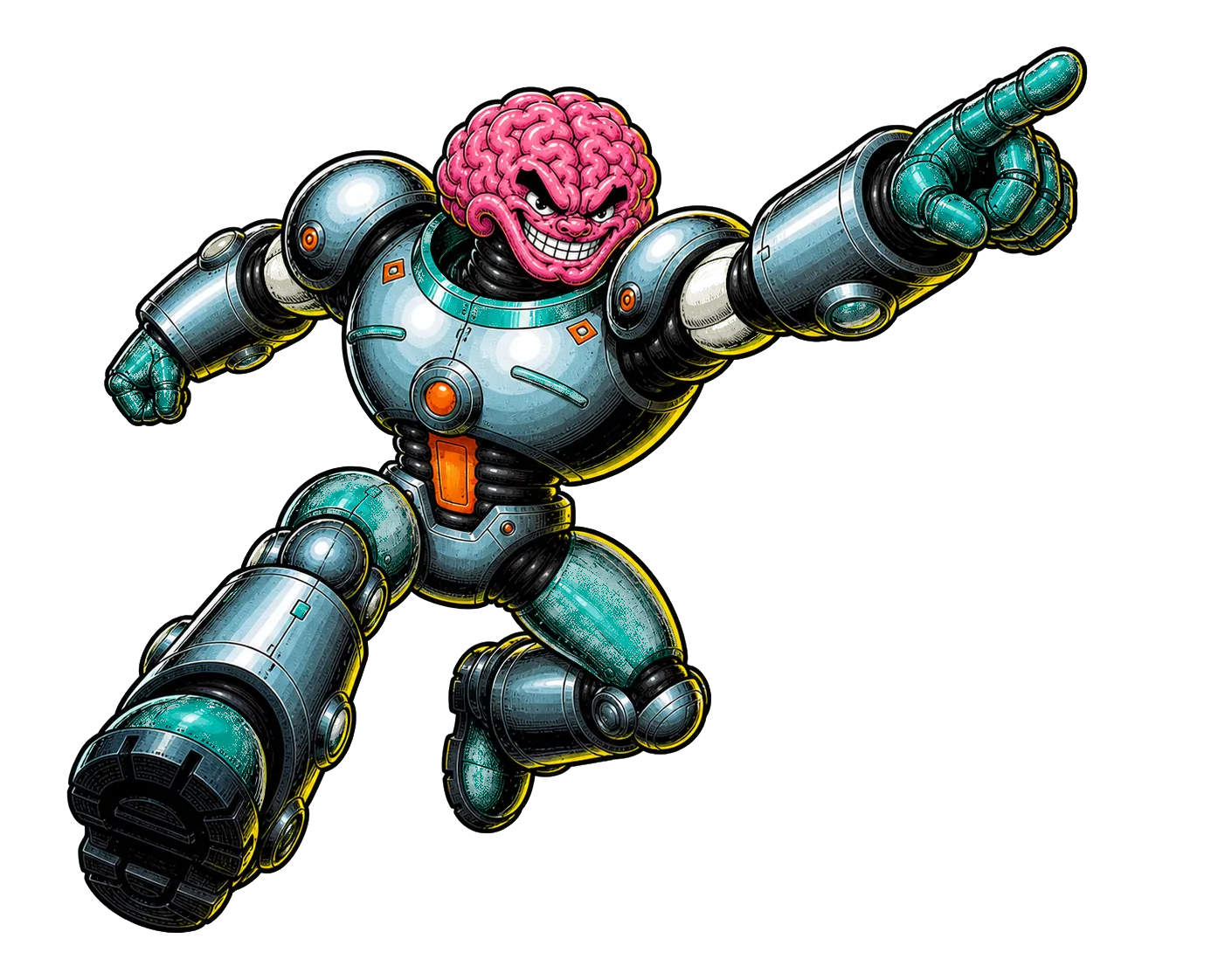 Bedrock Brains mascot leaping forward